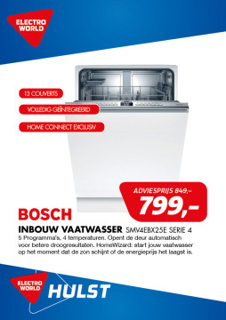 Bosch inbouwvaatwasser 799,-