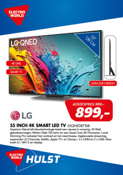 LG 55 inch 4K smart LED TV 55QNED87T6B 100,- euro voordeel