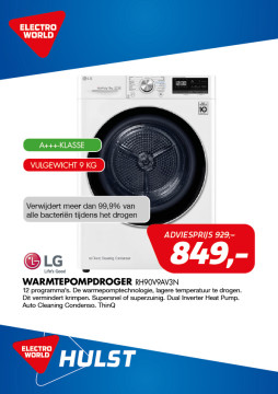 LG Warmtepompdroger RH90V9AV3N 849,-